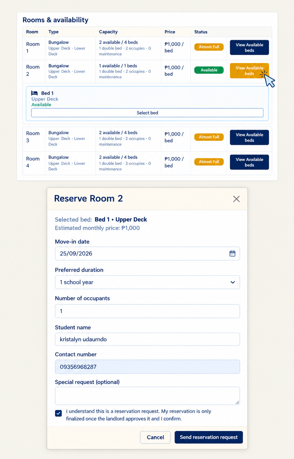 Reserve Your Bed